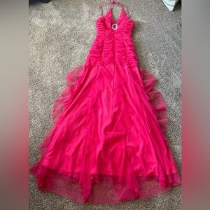 Jeweled Fuchsia Prom Dress